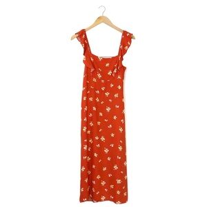 Women's Orange Leith Smocked Back Ruffle Dress